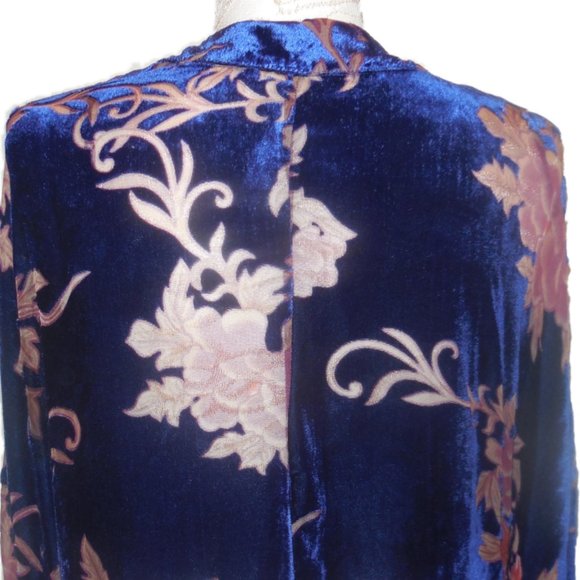 Velvet Kimono Large Jacket Cardigan Floral - Picture 4 of 6